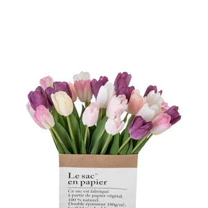 Оптовая продажа, пластиковые настоящие на ощупь цветы тюльпана MW59901, искусственные украшения от производителя, силикагель, тюльпан