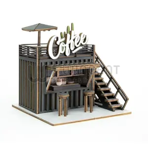 Wincent - Casa de boneca em miniatura com caixa de exibição em acrílico, kit de construção 3D, quebra-cabeça de madeira, faça você mesmo, puzzle em 3D, com desenho em acrílico, com desenho em miniatura