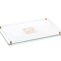 Plateau de service et de présentation en acrylique personnalisé pour Matzô, avec cadre miroir or et argent, en plexiglas, pour Pessa'h et Seder