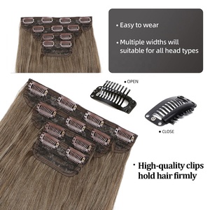 Extensions de cheveux à clips GLADYS, 4 pièces, tête entière, 22 pouces de long, cheveux synthétiques bouclés ondulés, naturels, pour femmes et filles - Product Image 3