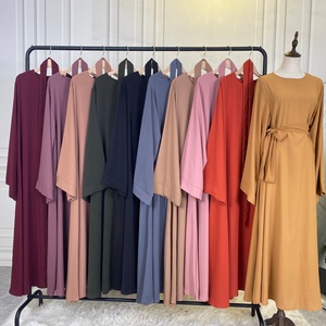 6394# Factory Wholesale Wide Long Sleeve Loose Design Simple Solid Color Islamic Clothing Muslim Women <b>Maxi</b> Inner Dresses Abaya - Product Image 6