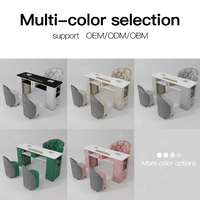 Table de manucure Turri moderne avec aspirateur, support métallique, bureau à ongles et ensemble de chaises en velours hollandais pour usage en centre commercial