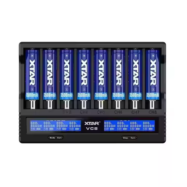 Xtar VC8 Smart Battery Charger 8-Channel LCD Screen for 18650 21700 1.2V AA/AAA Lithium Li-po NiMH with LED Display for Cameras