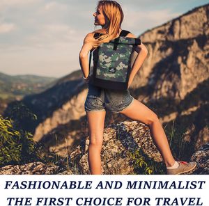 Free sample Outdoor <b>Waterproof</b> PU Leather <b>Roll</b> <b>Top</b> <b>backpack</b> Custom Softback for School Travel, Men's Style Letter - Product Image 3