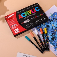 Lot de 72 marqueurs liquides acryliques à pointe pinceau pour peinture artistique, couleurs superposables, largeur d'écriture 5 mm, pour verre et papier