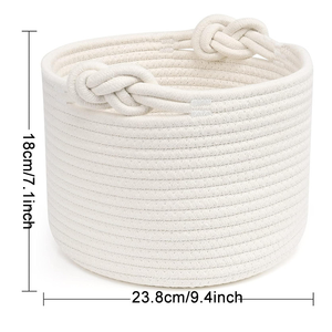 Cesta de Almacenamiento Circular Moderna de Cuerda de Algodón, Ligera, Organizador de Juguetes para Bebés con Asa, Hermosa Cesta de Regalo - Product Image 2