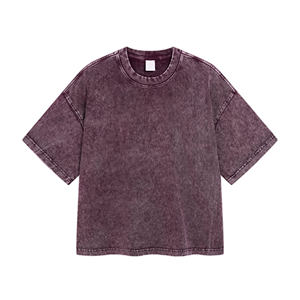 Streetwear Camiseta de manga corta Boxy Cropped Snow Wash Desgastado Básico - Product Image 1