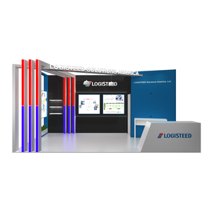 Stand de Exhibición Plegable de <span class=keywords><strong>Madera</strong></span>, Diseño Moderno para Ferias Comerciales para Empresas B2B con Pantallas Retroiluminadas LED y Mostrador de Recepción - Product Image 3