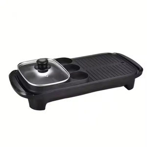 Plancha Eléctrica de Acero Inoxidable con Revestimiento Antiadherente de PTFE y Olla Caliente para Uso Comercial y Doméstico, Barbacoa Interior/Exterior - Product Image 2