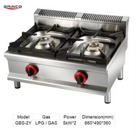 Cuisinière à gaz 2 brûleurs, design encastrable, pour usage commercial et domestique, équipement de cuisine pour restaurants et services de traiteur
