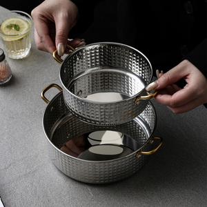 Plateau carré en acier inoxydable imprimé marteau à double oreille pour le <span class=keywords><strong>steak</strong></span> occidental, le poulet frit coréen et le dessert-Plats durables - Product Image 5