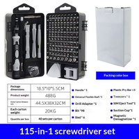 Exclusif pour l'export : Kit de tournevis multifonctionnel 115-en-1 en Y, haute dureté, pour démontage et réparation de téléphones portables