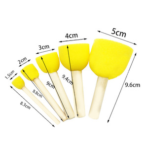 Set di 5 Pennelli Spugna <span class=keywords><strong>per</strong></span> Pittura Fai-da-Te <span class=keywords><strong>per</strong></span> Bambini, Manico in Legno, Design a Fungo, <span class=keywords><strong>per</strong></span> Arte e Graffiti - Product Image 2