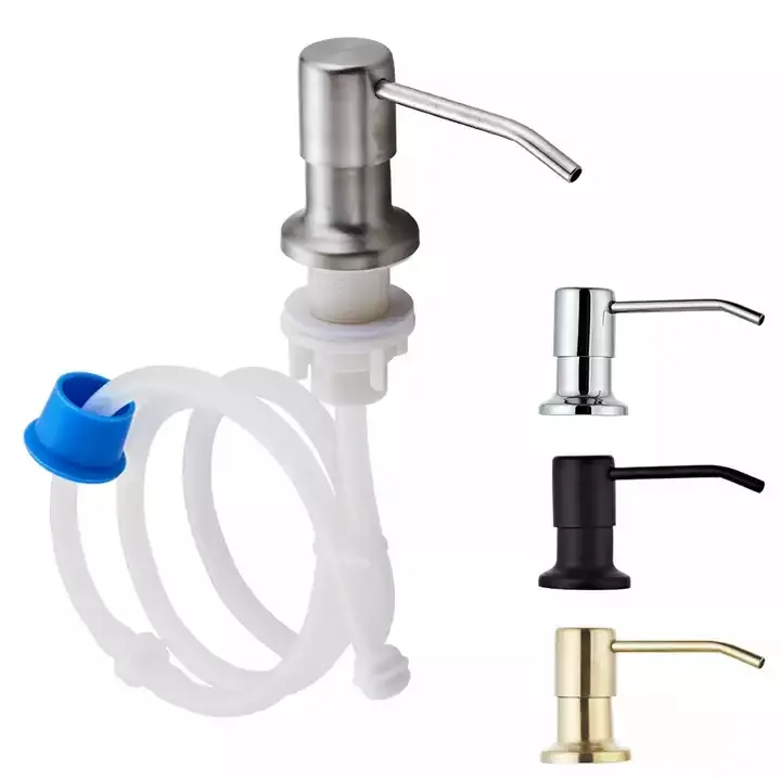 Russia Kitchen Sink Liquid Soap Dispenser Pumps Stainless Steel Head Sink Hand Extension Silicone Tube Kit