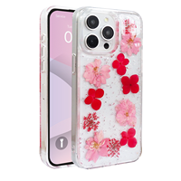 Coque de téléphone transparente antichoc magnétique en TPU+PC avec paillettes florales brillantes pour iPhone 17 16 15 Pro Max 14 13 12 Luxe