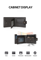 Dompet Kulit Pendek Vintage Unisex Tahan Air Dompet Fashion Penutup Kancing Tempat Kartu RFID Anti-Pencurian Multi-Fungsi Koin