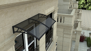 กันสาดประตูบ้านโพลีคาร์บอเนตแบบโปร่งใส กันน้ำ พร้อมรางน้ำ โครงอะลูมิเนียม ป้องกันฝน - Product Image 4