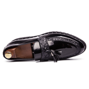 Zapatos de Vestir para Hombre, Estilo Derby Oxford, Mocasines de Punta Puntiaguda, de Microfibra y <span class=keywords><strong>Charol</strong></span>, con Borlas, de Moda, Sin Cordones - Product Image 3