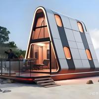 Cabine de capsule spatiale durable | Maison modulaire de navire noir avec chambres à coucher-Design compact et portable