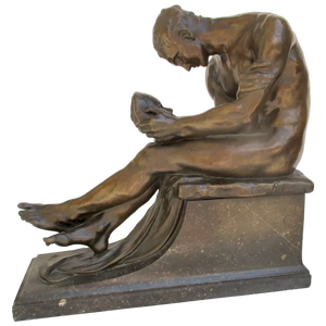 Escultura <span class=keywords><strong>de</strong></span> Victor <span class=keywords><strong>Rousseau</strong></span> en bronce desnudo contemplando a Beethoven - Product Image 1