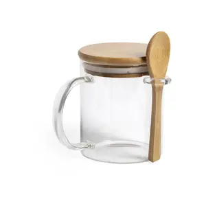 Couvre-gobelet en verre, cuillère en bambou, gadgets écologiques - Product Image 1