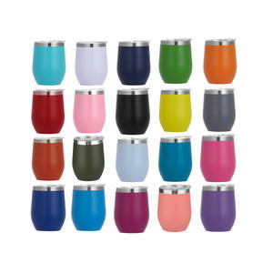 Gobelet à vin personnalisé de 12oz enduit de poudre à double paroi en acier inoxydable isolé sous vide HANDGRIP tasse avec couvercle pour la fête - Product Image 1