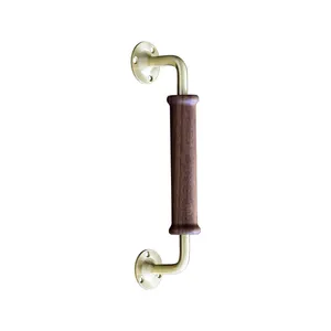Walnut brass handle double hole furniture cabinet door handle high-end light luxury wood handle brass pull