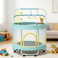 Trampoline Rond Sûr pour Enfants 1,5 m Intérieur/Extérieur avec Filet de Protection 1,6 m, Matériau PVC Souple Écologique et Durable pour Garçons et Filles