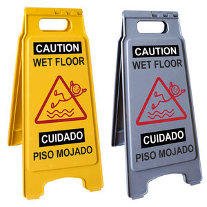 لافتة تحذير بلاستيكية جديدة بتصميم إطار 'تحذير: أرضية مبللة' - Product Image 1