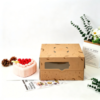 Boîte à pâtisserie en papier kraft recyclable de qualité alimentaire, logo personnalisé imprimé, boîte à gâteau en kraft avec fenêtre transparente pour l'emballage des desserts