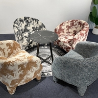Fauteuil d'appoint 8210 pour salon, fauteuil simple rembourré en tissu avec roulettes pivotantes pour la décoration de la maison