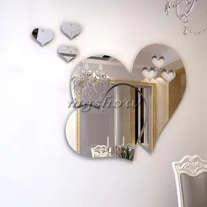 Acryl spiegel herzförmige Wanda uf kleber 3d Haupt dekoration für Home Art Wandbilder schmücken den Raum