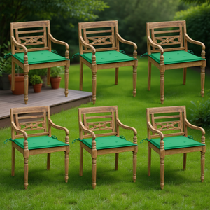 Ensemble de 6 chaises de jardin en teck Batavia, taille standard, mobilier d'extérieur résistant aux intempéries, design traditionnel - Product Image 2