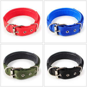 Toptan yastıklı büyük naylon pamuk kumaş köpük yumuşak deri kaplı köpek boyunluk geniş Metal toka yüksek yoğunluklu dokuma - Product Image 6