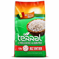 Sacs tissés en PP plastique personnalisés en gros de 25 kg et 50 kg, nouveaux sacs vides de 25 lb et 50 lb pour riz avec impression couleur sur film BOPP