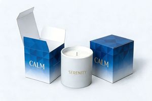 High Quality Custom Logo Printed Gold Foil Stamping Self Erecting Rectangle <b>Paper</b> <b>Box</b> for Candle Packaging - Product Image 1