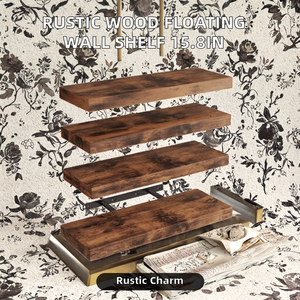 Estantes Flotantes <span class=keywords><strong>de</strong></span> <span class=keywords><strong>Madera</strong></span> Rústica <span class=keywords><strong>de</strong></span> 15.8 Pulgadas, Resistentes, <span class=keywords><strong>de</strong></span> Cuatro Niveles, Multifuncionales, con Soporte Oculto <span class=keywords><strong>para</strong></span> Almacenamiento en Baño y <span class=keywords><strong>Cocina</strong></span> - Product Image 2