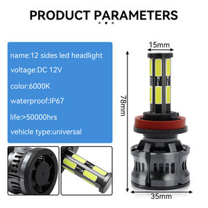 Phares et ampoules LED universels H4 12V 50W 10000 Lumens 6000K pour voiture - Product Image 2