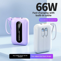 Compact 10000mAh Grande Capacité Mini Power Bank Câble Intégré Portable Bidirectionnel Charge Rapide Li-Polymère Batterie LED