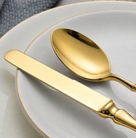 Ensemble de couverts de luxe robustes en acier inoxydable 304, cuillères, fourchettes et couteaux argentés pour hôtels et restaurants