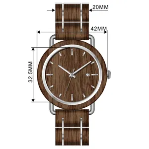最佳圣诞礼物不锈钢木制手表男士环保产品OEM定制标志模拟雷洛杰斯