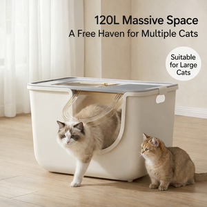 Caja de arena <span class=keywords><strong>para</strong></span> gatos semicerrada de gran capacidad, antisalpicaduras, con lados altos, entrada abierta, fácil de limpiar, de plástico. - Product Image 3