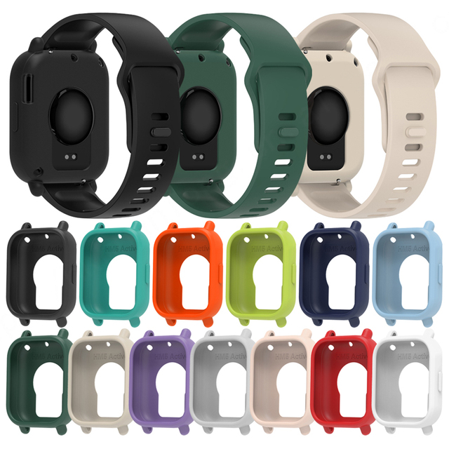 HUANLONG Rubber Protective Case for Mi Redmi Watch 5 Active Soft Durable Hollow Luxury Watch Band Adapter with Scratch Resistant