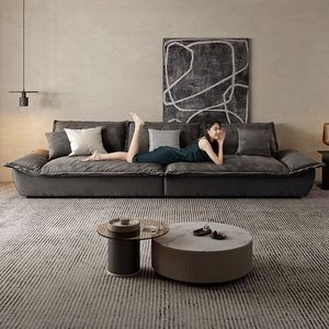Sofá de Tela Estilo Italiano, Sofá Recto de Tres Plazas, Moderno y Minimalista, Tapizado con Relleno de Espuma, Sofá para Sala de Estar - Product Image 2