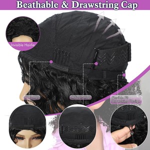 Yaki Synthetic Wig Heat Resistant Glueless Machine Made Wig with Drawstring <b>Cap</b> for Women Daily Wear - Product Image 5