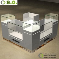 Conception de kiosque de bijoux de centre commercial avec logo personnalisé vitrine de bijoux en verre trempé comptoir table de vitrine de bijoux pour salle d'exposition