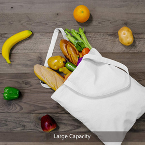 Custom Eco Friendly Plain Cotton Canvas Tote <b>Bag</b> Blank Reusable Shoulder Shopping Grocery <b>Bags</b> Pack with <b>Long</b> Handles for DIY - Product Image 3