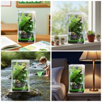 Vivarium moderne haute visibilité, portable et léger pour cage d'élevage, avec système de fermeture magnétique sécurisé et trous d'aération de précision