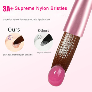 Pinceaux à ongles professionnels avec manche en bois, poils en nylon plissés, pour poudre acrylique, gel UV, peinture et sculpture 3D, pour manucure en salon - Product Image 5