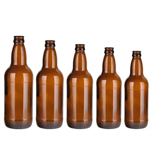 Beer glass bottle amber 600ml beer beverage beer upc support oem customized hot stamping hxdd20425 crown cap